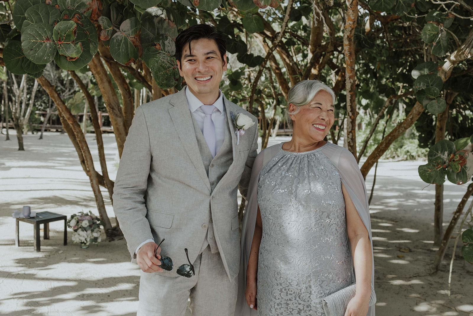 Groom Evan getting ready before his Riviera Maya destination wedding